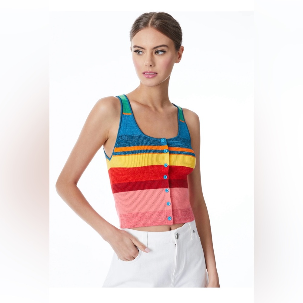ALICE + OLIVIA Daryn Button Crop Top - Size Small